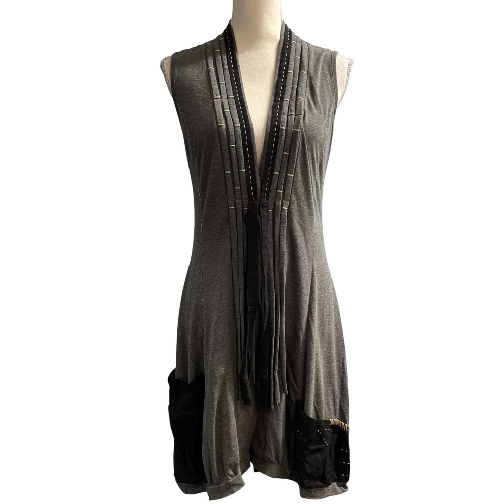 DZhavael Couture Top Black Mixed Media Tunic Layer Artsy Lagenlook Size M France